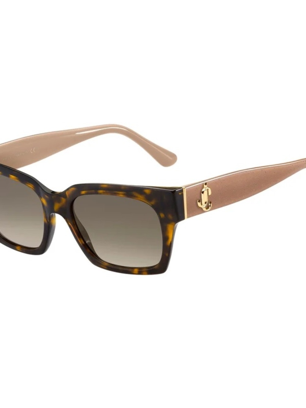 Jimmy Choo Tortoiseshell Cat-Eye Sunglasses with Beige Arms
